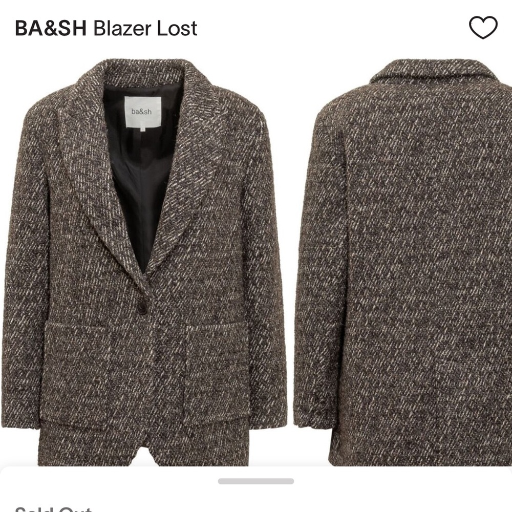 ba&sh jacket with long sleeves. Single-breasted. Front closure with button.